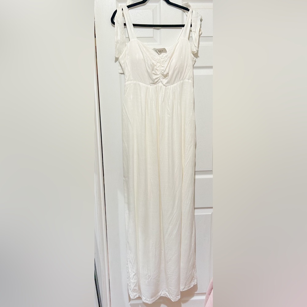Soma Weekend Ivory Maxi Dress Bow Romantic Sexy Bridal Rayon NWT Sz X-Large - Picture 2 of 15